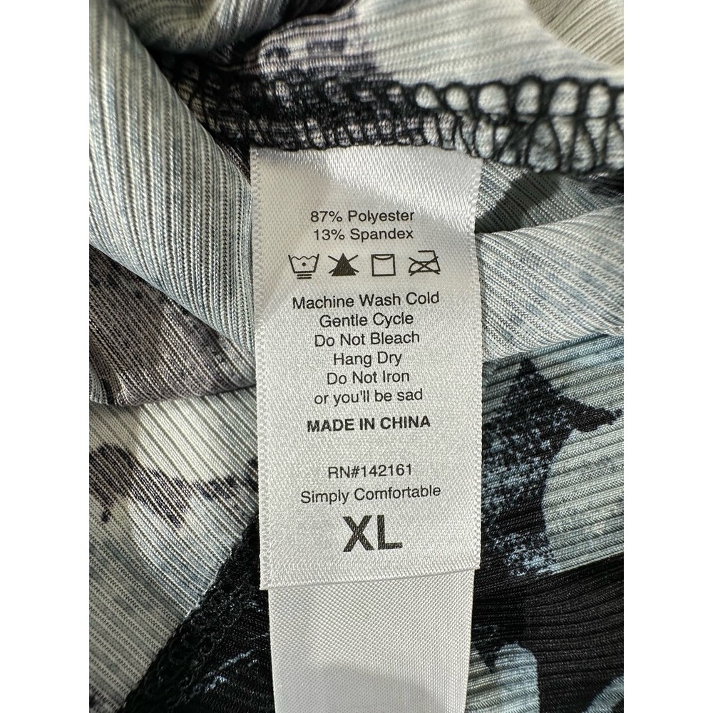 LulaRoe Womens Elizabeth Tunic XL Ribbed Black Blue Floral Watercolor - Picture 4 of 7